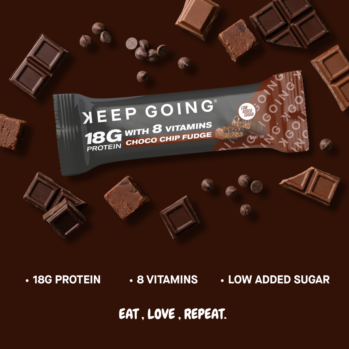 Keep Going Protein & Vitamin Bar Choco Chip Fudge