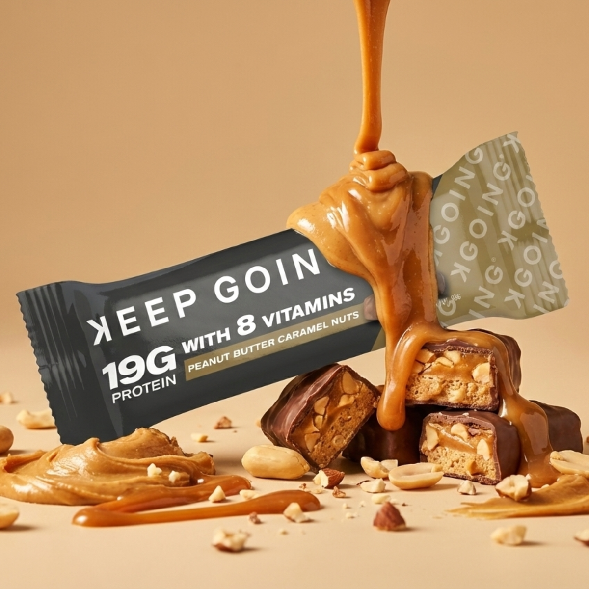 Keep Going Protein & Vitamin Bar Peanut Butter Caramel Nuts